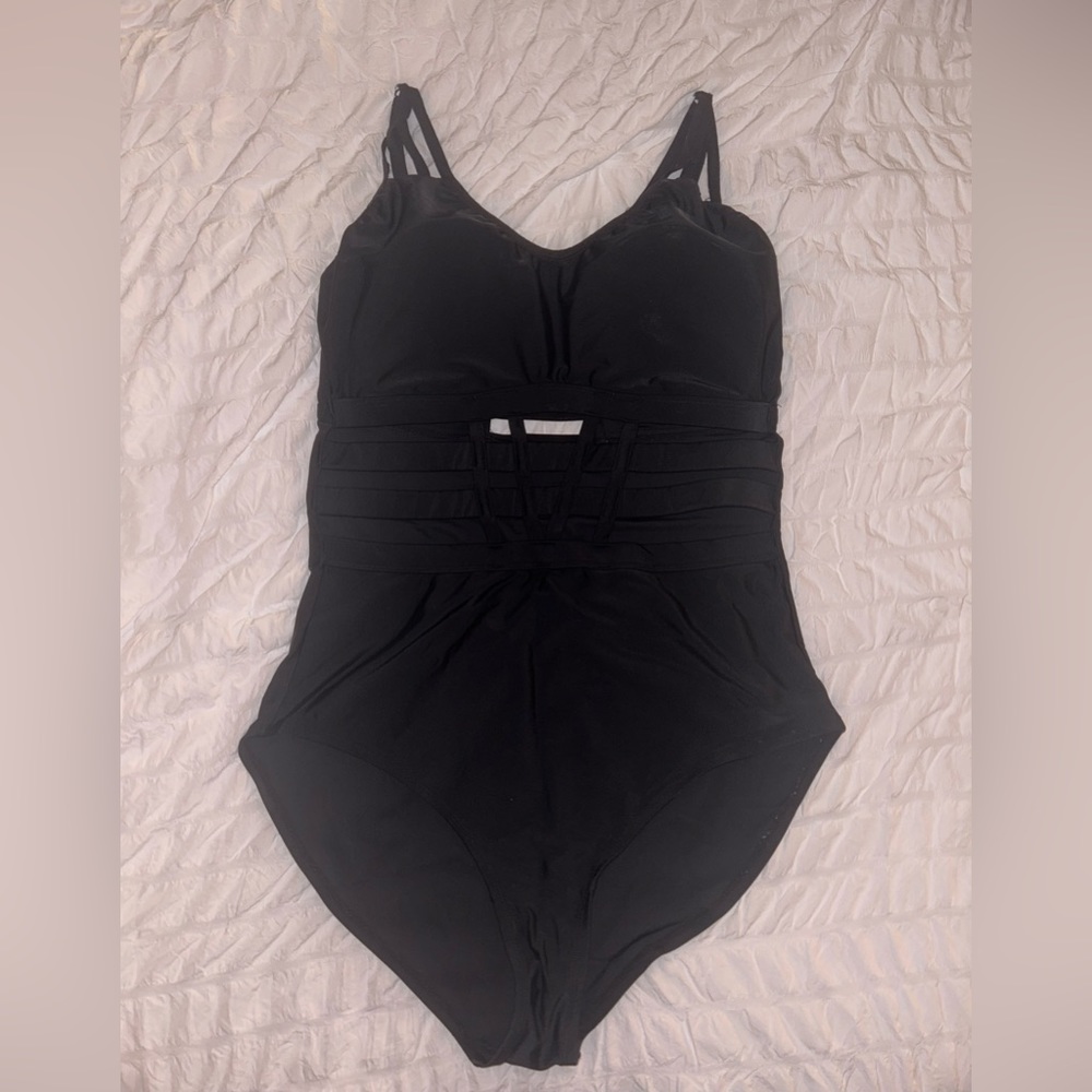 Black one piece bathing suit